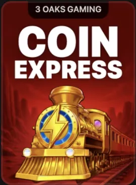 Portada de Coin Express: locomotora dorada con un rayo en el frente